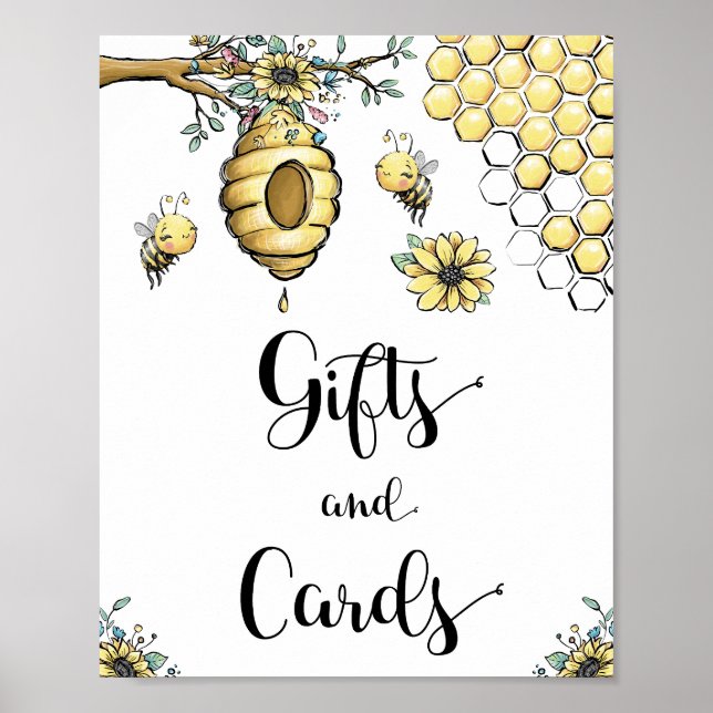 Floral Beehive Honey Sweet Bee Gifts & Cards Poster (Front)