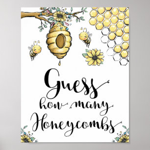 Floral Beehive Honey Sweet Bee Guess Honeycombs Poster