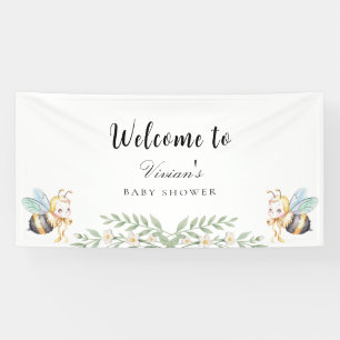 Floral Beehives and little Bee Baby Shower Banner