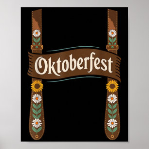 Floral Beer Suspenders Costume Beer Festival Poster