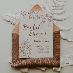 Floral Beige Bridal Shower Invitation