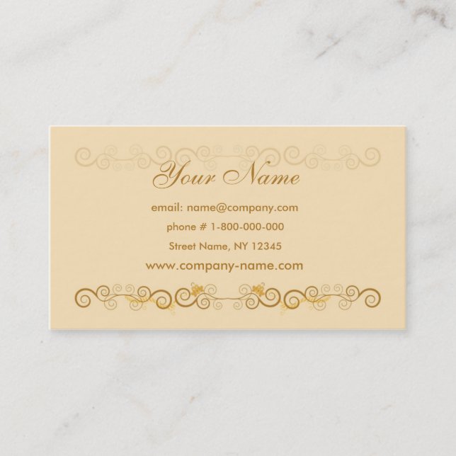 Floral Beige Business Card (Front)