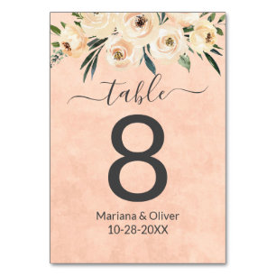 Floral Beige PEach Table Number