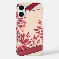 Floral Beige & Red AI art 