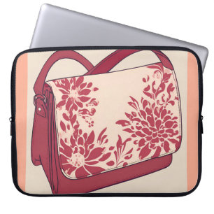 Floral Beige & Red AI art  Laptop Sleeve