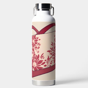Floral Beige & Red AI art Water Bottle