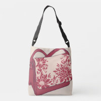Floral Beige & Red Purse AI art 