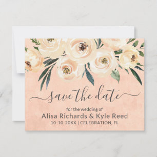Floral Beige Roses Gold on Pink Announcement