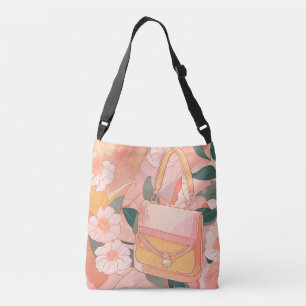 Floral Beige Sand AI art Crossbody Bag