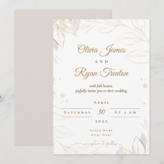 Floral Beige Wedding Invitation