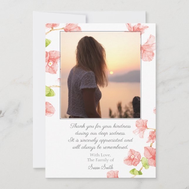 Floral Bereavement Funeral Thank You Card (Front)
