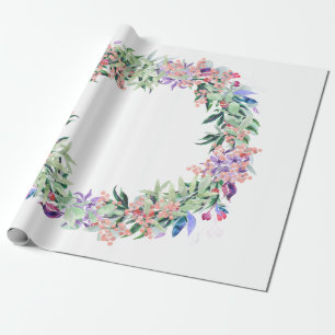 Floral Berries Wreath Wrapping Paper