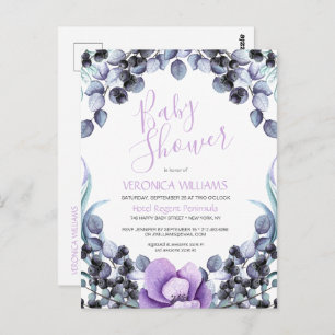 Floral Berry Baby Shower Invitation Postcard