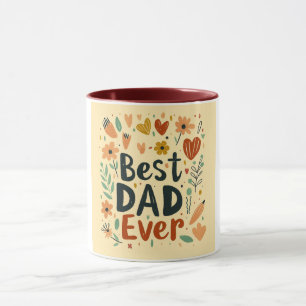 Floral Best Dad Ever Heartfelt  Mug