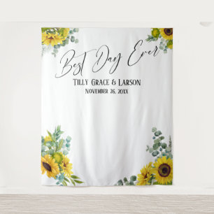 Floral Best Day Ever Photo Backdrop Tapestry
