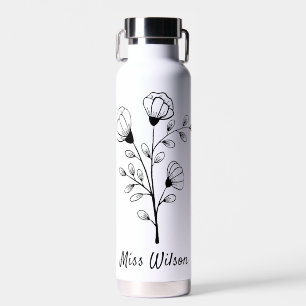 Floral Best Teacher Ever Personalised Gift Water Bottle
