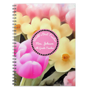 Floral Best Teacher Personalised Notebook