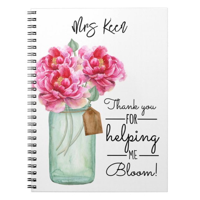 floral Best Teacher retirement leaving gift Notebo Notebook (Front)