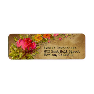 Floral Beth  Floral Return Address Label