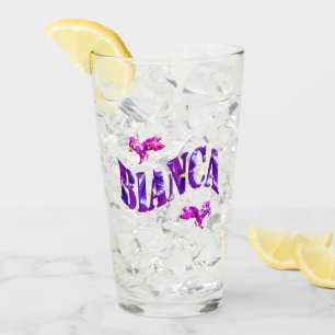 Floral Bianca Name With Unicorns, Glass