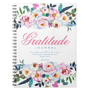 Floral Bible Quote Named Pink Gratitude Journal