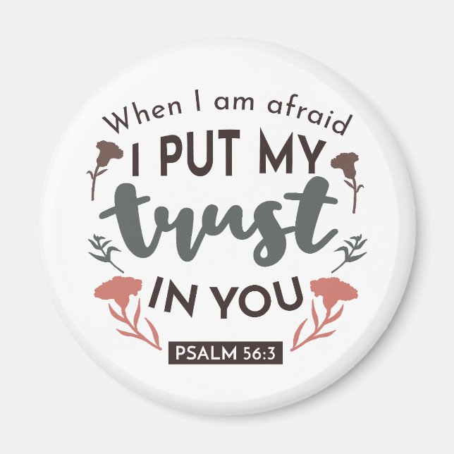 Floral Bible Verse Art 'I Put My Trust in You' Magnet (Front)