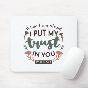 Floral Bible Verse Art 'I Put My Trust in You' Mouse Pad