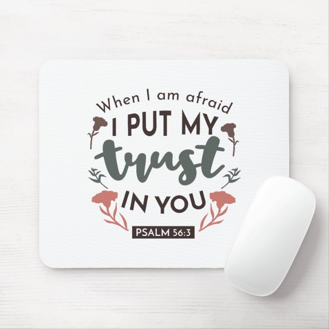 Floral Bible Verse Art 'I Put My Trust in You' Mouse Pad (With Mouse)