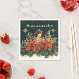 Floral Bible Verse Christmas Child Decoupage Napkin