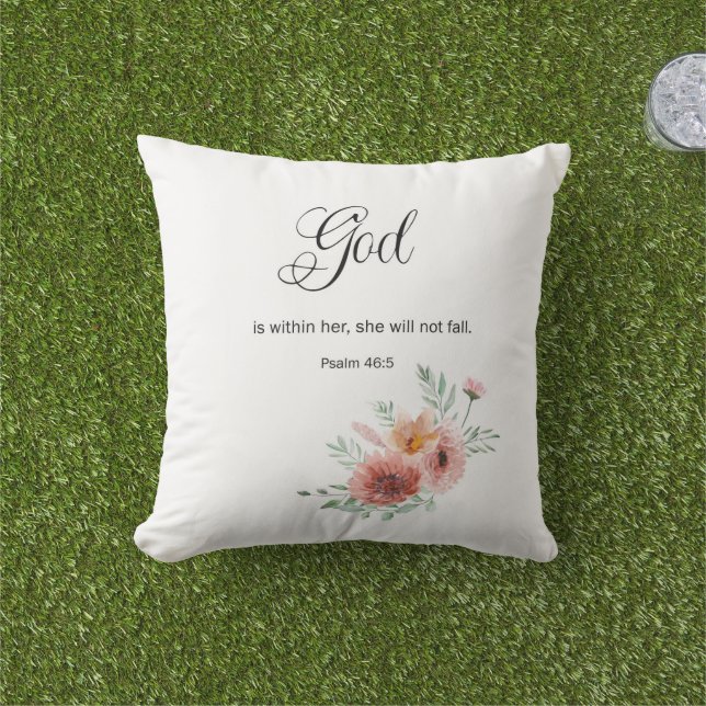 Floral Bible Verse  Cushion (Grass)