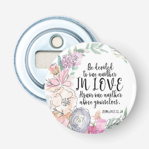 Floral Bible Verse Round Bottle Opener