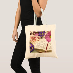 Floral Bible Verse Tote Bag Faith & Flowers