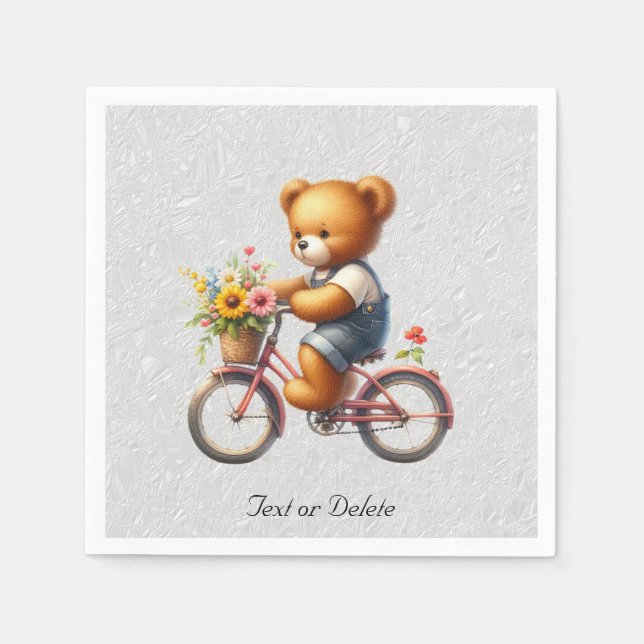 Floral Bicycle Bear Napkins (Front)