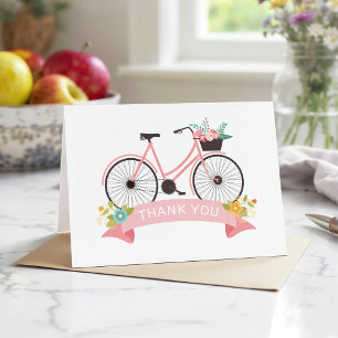 Floral Bicycle Coral Pink Classy Chic Thank You