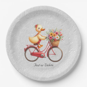 Floral Bicycle Duck Paper Plate