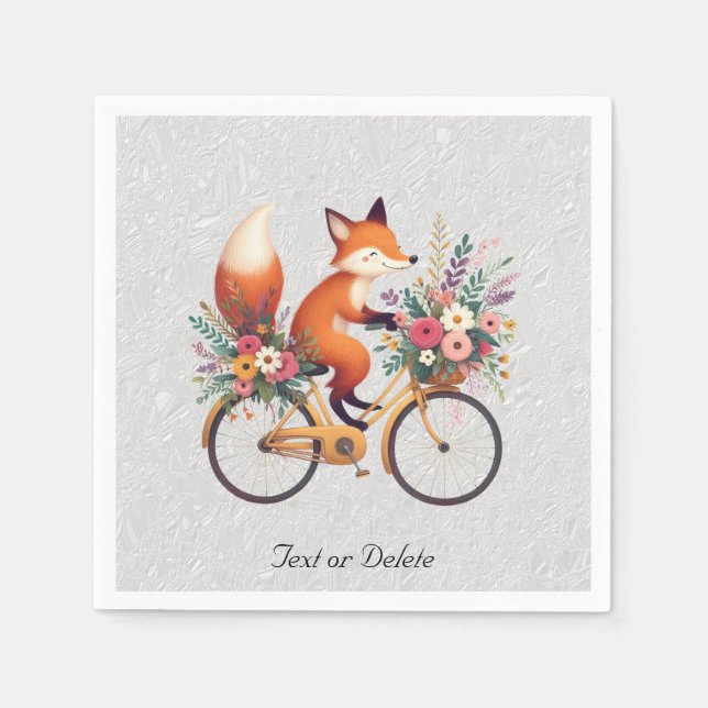 Floral Bicycle Fox Napkins (Front)