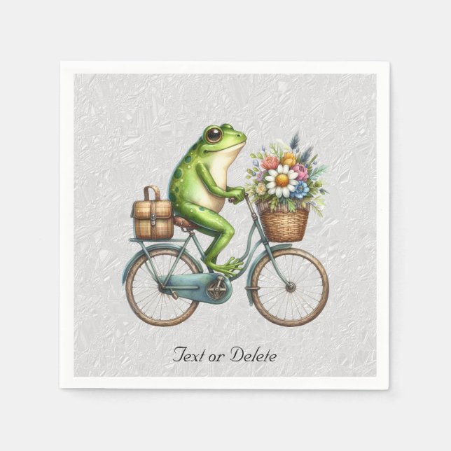 Floral Bicycle Frog Napkins (Front)