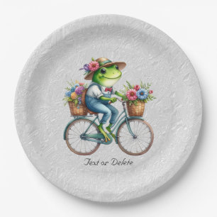 Floral Bicycle Frog Paper Plate