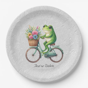 Floral Bicycle Frog Paper Plate