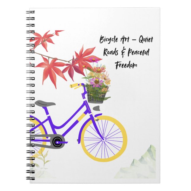 Floral Bicycle Motivation Design Notebook (Front)