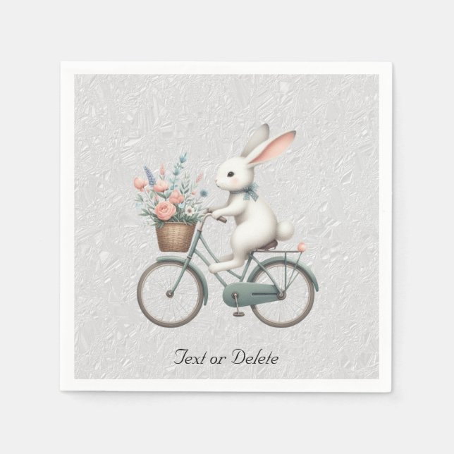 Floral Bicycle Rabbit Napkins (Front)