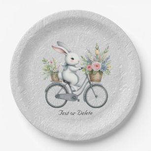 Floral Bicycle Rabbit Paper Plate