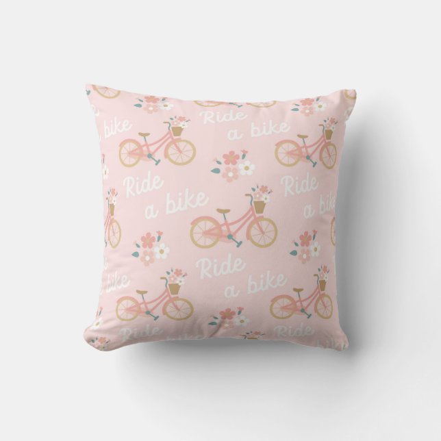 Floral Bicycle Ride Pattern Cushion (Front)