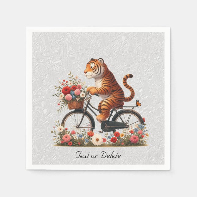 Floral Bicycle Tiger Napkins (Front)