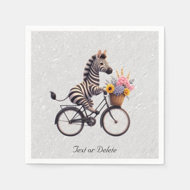 Floral Bicycle Zebra Napkins (Front)