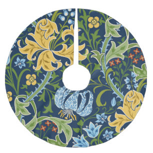 Floral Big Flowers: Dark Green Vintage Brushed Polyester Tree Skirt