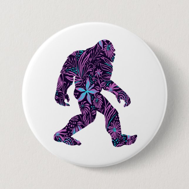 FLORAL BIGFOOT   7.5 CM ROUND BADGE (Front)