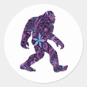 FLORAL BIGFOOT   CLASSIC ROUND STICKER