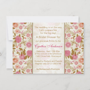 Floral, bird and butterfly Bridal Shower Invitation