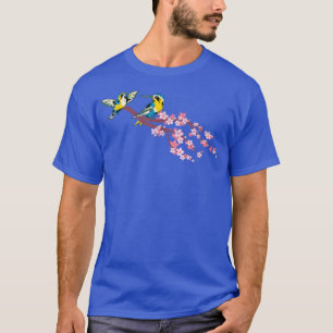 Floral Bird Animal Lover Sakura Cherry Blossom Hum T-Shirt